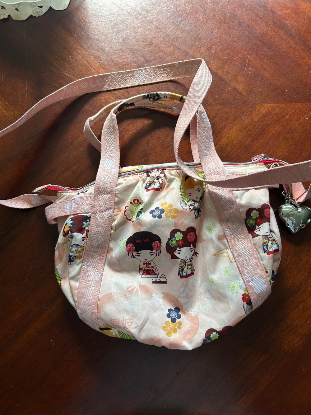 Harajuku Lovers Light Pink Geisha-Print Shoulder Bag